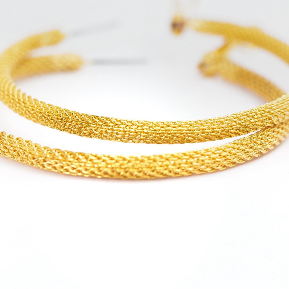 Tube hoop earrings textured diamond cut look gold tone lever back earrings Mixit - Picture 6 of 12